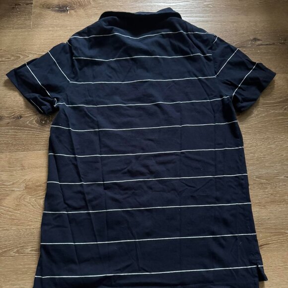 J.crew blue and white stripe sueded jersey men’s polo size slim medium - Picture 4 of 4